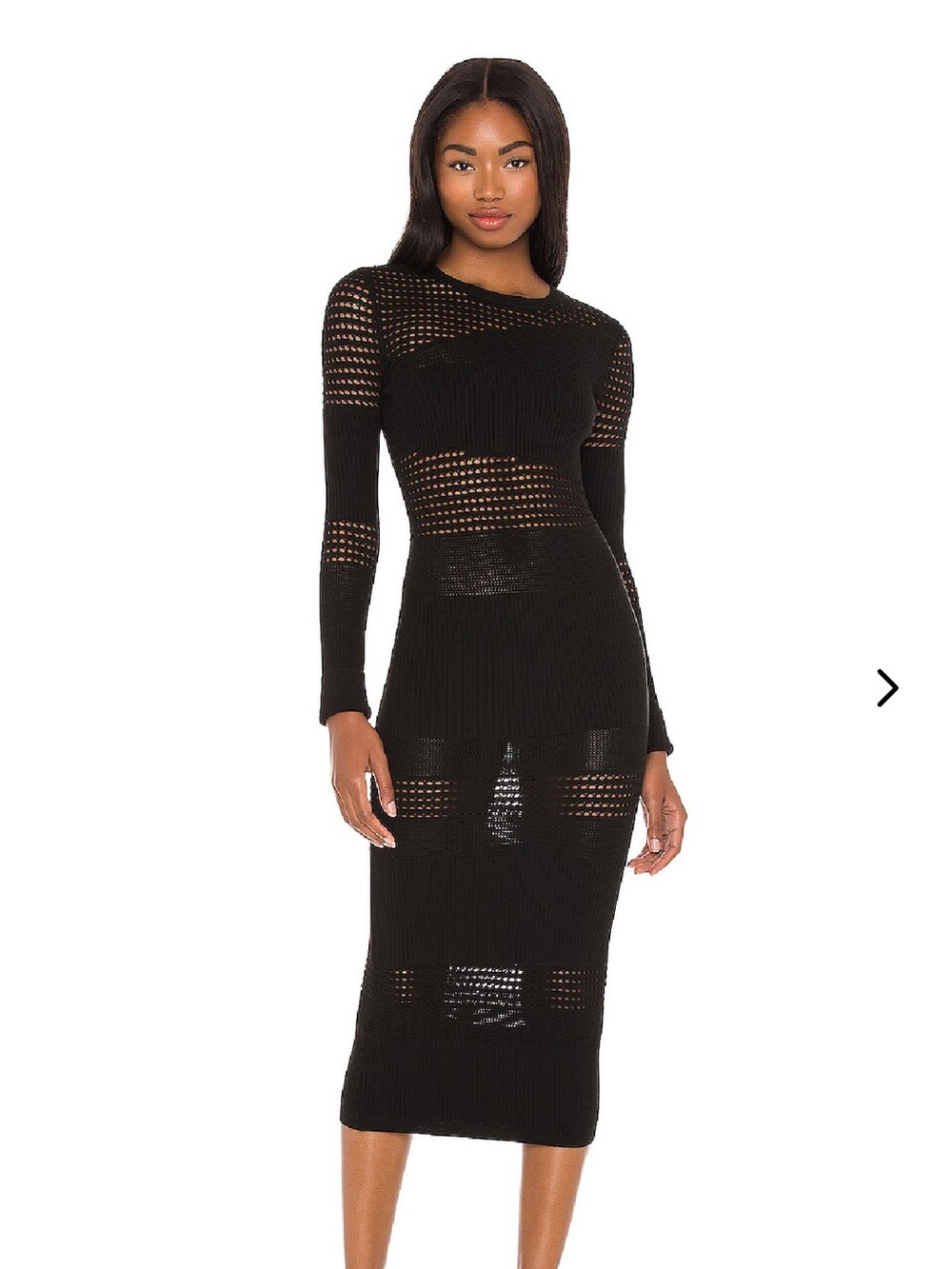 Lovers + Friends Black Long Sleeve Knit Midi Dress
